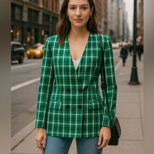 Vintage Pendleton Highland Green Plaid Blazer Size 10 New with Tags
